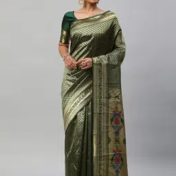 Saree Mall Green Woven Saree With Unstitched Blouse-picture-30