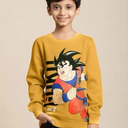 Kidsville Dragon Ball Z Printed Yellow Sweatshirt For Boys-picture-6