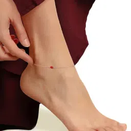 GIVA Love is EveryWhere 92.5 Sterling Silver Red Bead Anklet for Women & Girls (Single Anklet) image 2