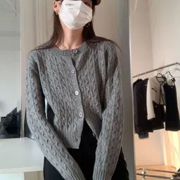 StyleCast Women Self Design Cable Knit Cardigan image 1