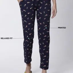 Kryptic Peach & Navy Cotton Relaxed Fit Printed Lounge Pants - Pack of 2 image 4