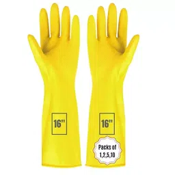 ETS Hand Pro Rubber Chemical Resistant Hand Gloves, Yellow 16 inch (L) Size, (Pack of 2 Pair)-picture-20