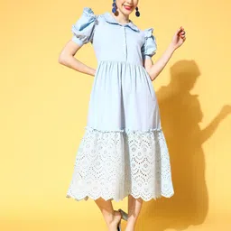 Athena Blue Solid Sundress-picture-31