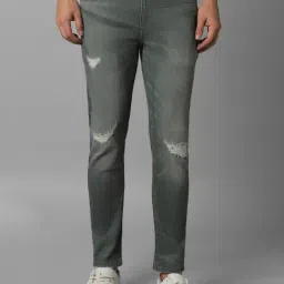 Louis Philippe Jeans Green Cotton Regular Fit Distressed Jeans-picture-16