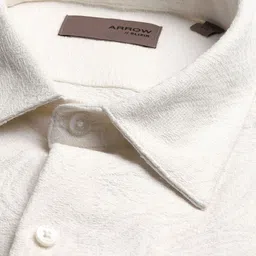 Arrow Men Slim Fit Textured Spread Collar Pure Cotton Jacquard Elixir Shirt Formal Shirt image 5