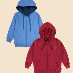 KiddoPanti Kids Pack Of 2 Hooded Full Sleeves Front Open Sweatshirt-picture-55