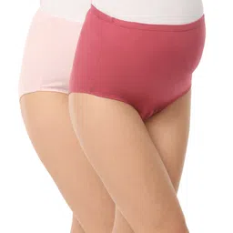 Bella Mama Cotton Elastane High Coverage Solid Colour Panties Pack of 2 (Colour May Vary)-image-14