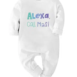 Zeezeezoo Full Sleeves Alexa Call Masi Text Printed Romper - White-picture-19