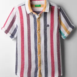 UCB 100% Cotton Woven Full Sleeves Striped Shirt - Multicolour-picture-24