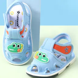 Cute Walk by Babyhug Sandals With Velcro Closure & Dino Applique - Light Blue-picture-22