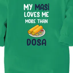 Zeezeezoo 100% Cotton Knit Family Theme Full Sleeves My Masi Loves Me More Than Dosa Text Printed Romper - Green image 3