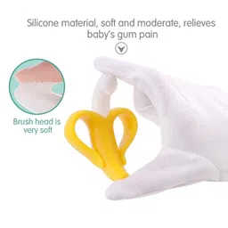 fantasy india Silicone Banana Shaped Teething Toothbrush - Yellow image 3
