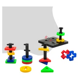 BitFeex 4 Shape Sorting & Stacking Toys Toddlers, Montessori Color Recognition Stacker, Early Educational Blocks Puzzles-(4 Shapes) (16 pieces) image 4