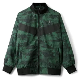 Pine Active Woven Full Sleeve Jacket with Abstract Print - Green image 4
