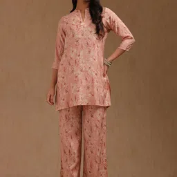 Soch Printed Mandarin Collar Top With Trousers Co-Ords-picture-24