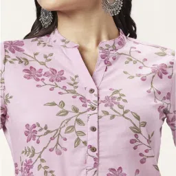 Rangmanch by Pantaloons Lilac Cotton Printed Straight Kurta image 5