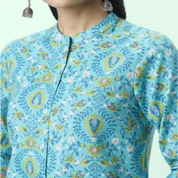 Rangmanch by Pantaloons Blue Cotton Printed A Line Kurta image 5