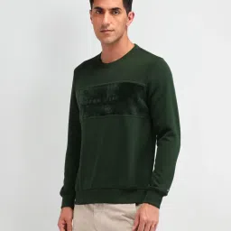 Arrow Sport Green Cotton Regular Fit Self Pattern Sweatshirt image 3
