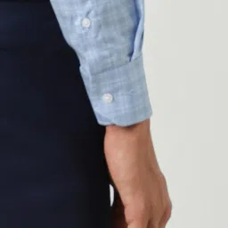 Van Heusen Blue Cotton Slim Fit Checks Shirt image 3