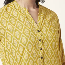 Rangmanch by Pantaloons Yellow Cotton Printed Straight Kurta image 5