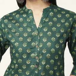 Rangmanch by Pantaloons Green Cotton Printed Straight Kurta image 5