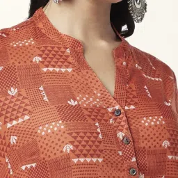 Rangmanch by Pantaloons Rust Printed Straight Kurta image 5