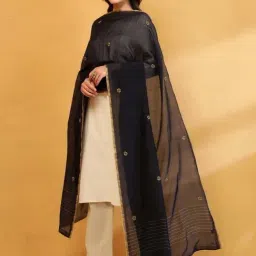 Fabindia Black Regular Fit Embroidered Dupatta-image-31