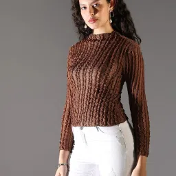 showoffff Showoff Brown Cotton Blend Regular FitTop image 3