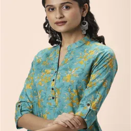 Rangmanch by Pantaloons Green Cotton Printed Straight Kurta image 5