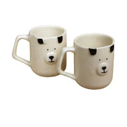 Del Hogar Pack of 2 White & Black Printed Ceramic Glossy Mug image 3