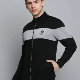showoffff SHOW OFF Black & Grey Regular Fit Colour Block Sweatshirt image 3