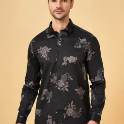 Byford by Pantaloons Charcoal Black Cotton Slim Fit Printed Shirt-image-16