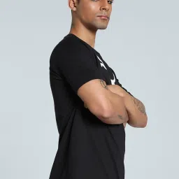 Puma Black Cotton Regular Fit Logo Printed T-Shirt image 3