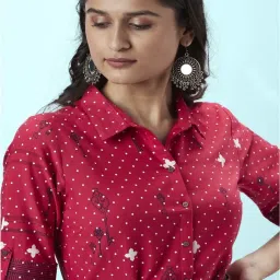 Akkriti by Pantaloons Pink Cotton Printed A-Line Dress image 5