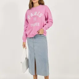 Styli Pink Printed Sweatshirt image 3