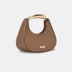 Forever Glam by Pantaloons Taupe Solid Medium Handbag image 3