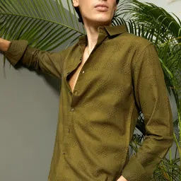 Campus Sutra Green Regular Fit Shirt image 3