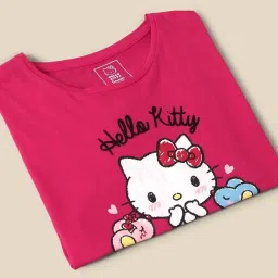 Kidsville Pink Cotton Printed Hello Kitty T-Shirt image 5