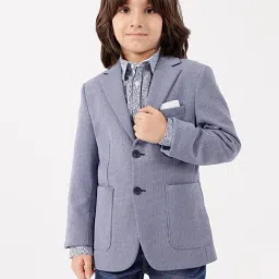 One Friday Kids Blue Printed Blazer-image-26