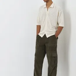 nuon men Nuon by Westside Off-White Knit-Textured Relaxed-Fit Cotton Shirt image 3