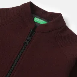 United Colors Of Benetton Wine Regular Fit Texture Jacket image 3