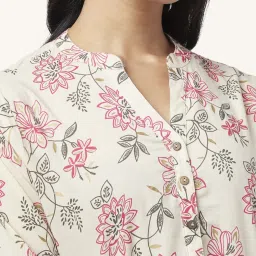 Rangmanch by Pantaloons Off-White Cotton Printed Straight Kurta image 5