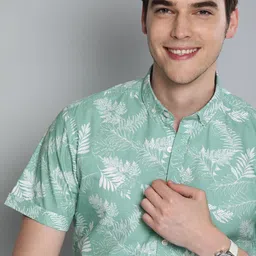 Mast & Harbour Men Sea Green & White Regular Fit Printed Casual Shirt-picture-29