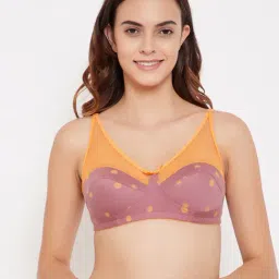 Clovia Orange & Pink Non Wired Non Padded Full Coverage Bra-image-22