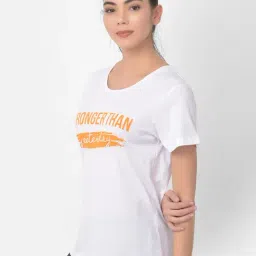 Clovia White Graphic Print T-Shirt-picture-15