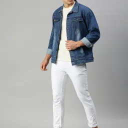 VOXATI Blue Regular Fit Shirt Collar Denim Jacket image 5