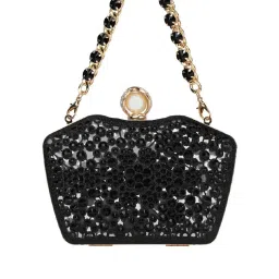 Rocia Black Embellished Small Box Clutch image 3