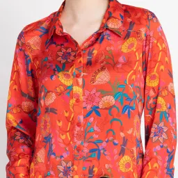 SHAYE Red Floral Print Shirt image 5