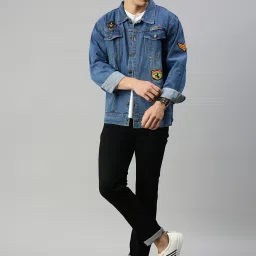 VOXATI Blue Regular Fit Shirt Collar Denim Jacket image 5