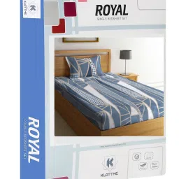 Klotthe Printed Navy 300 TC Cotton Blend King Bed Sheet with 2 Pillow Covers image 5